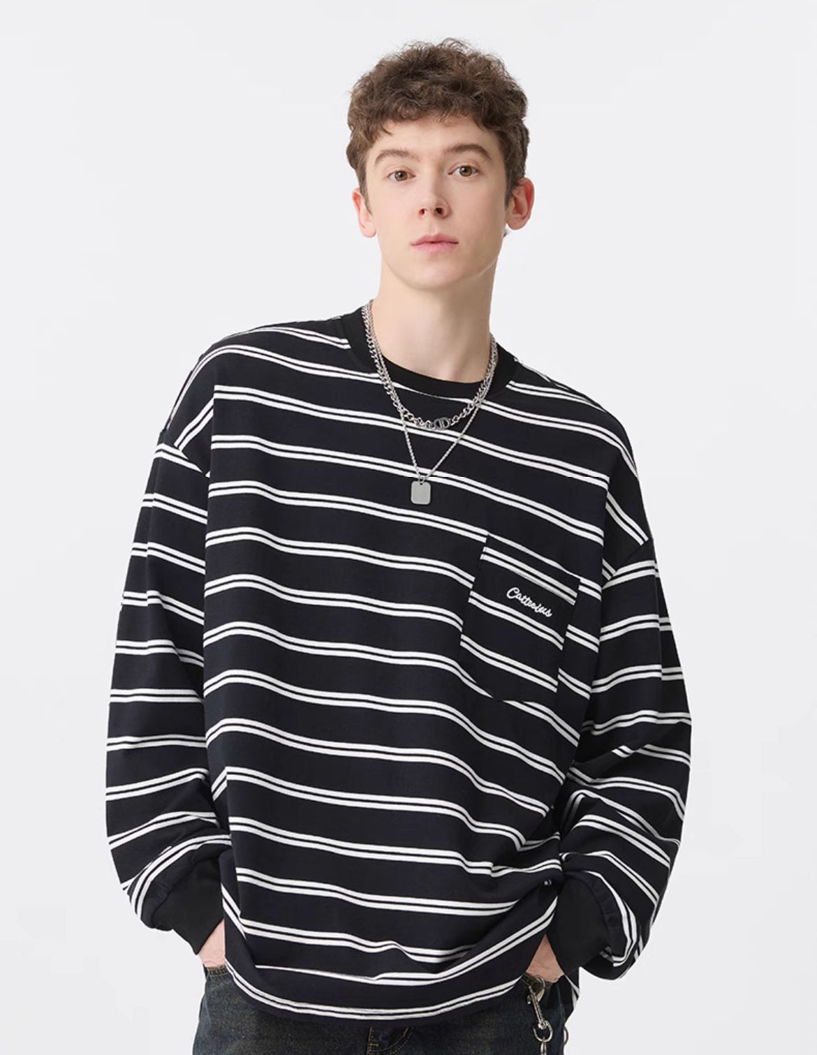 Striped Long-Sleeve Tee – Heavyweight Japanese Streetwear