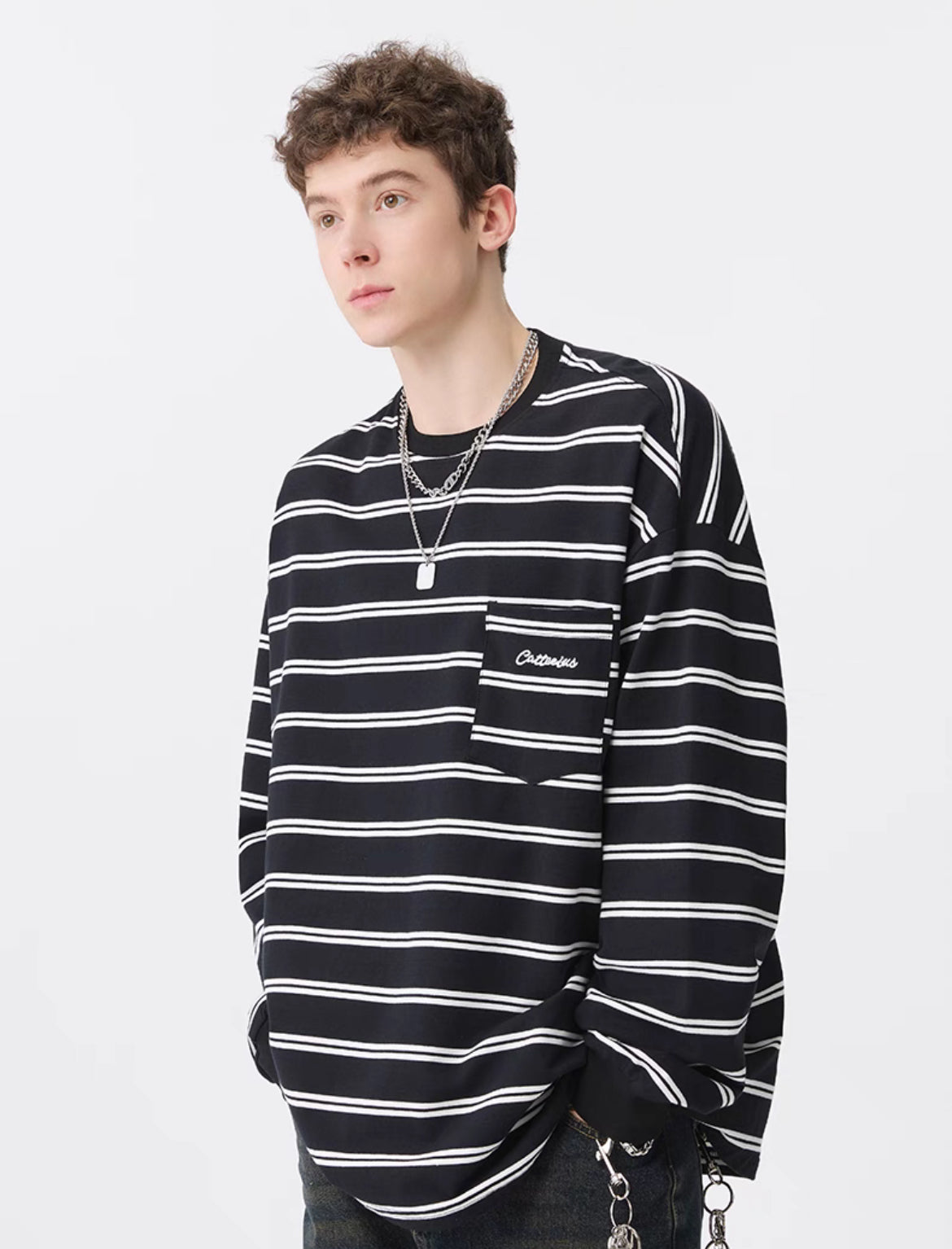 Striped Long-Sleeve Tee – Heavyweight Japanese Streetwear
