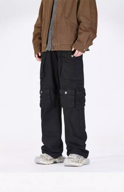 Men’s Vintage Cargo Pants – American Retro Style with Multi Pockets Fall 2025