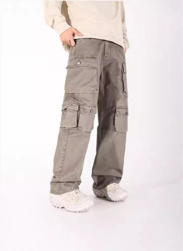 Men’s Vintage Cargo Pants – American Retro Style with Multi Pockets Fall 2025