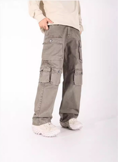 Men’s Vintage Cargo Pants – American Retro Style with Multi Pockets Fall 2025