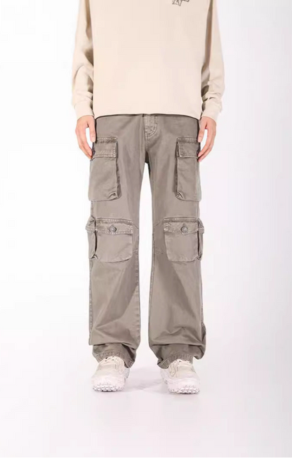 Men’s Vintage Cargo Pants – American Retro Style with Multi Pockets Fall 2025